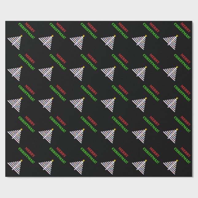 Abstrakt dekorerad julgran + Hälsning Presentpapper (Platt)