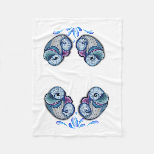 Abstrakt delphin fleecefilt (Framsidan)