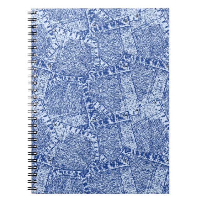 Abstrakt Denim Pockets Patchwork Seamless Mönster Anteckningsbok (Framsidan)