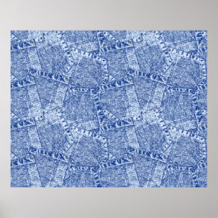 Abstrakt Denim Pockets Patchwork Seamless Mönster Poster