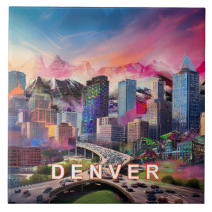 Abstrakt Denver Skyline Art Modern Kakelplatta