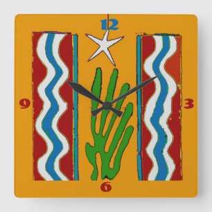Abstrakt Desert Star Clock Ansikte Fyrkantig Klocka