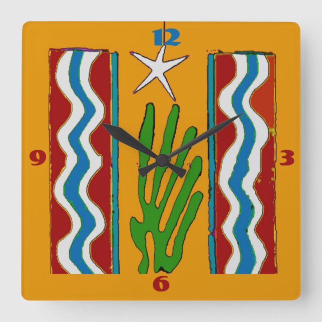 Abstrakt Desert Star Clock Ansikte Fyrkantig Klocka (Framsida)