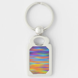 Abstrakt Desert Sunset Himlar Artwork Rektangulärt Silverfärgad Nyckelring
