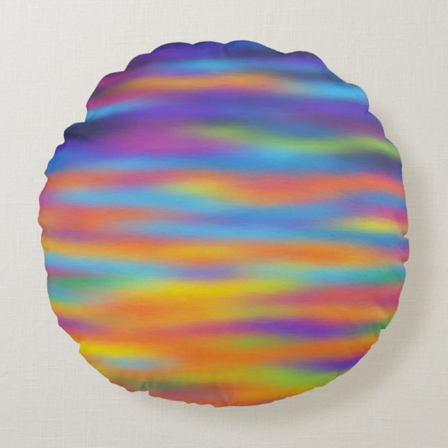 Abstrakt Desert Sunset Himlar Artwork Rund Kudde (Framsidan)