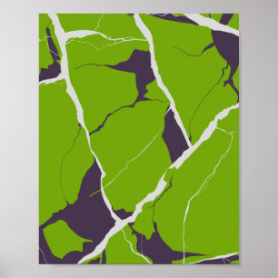 Abstrakt design av en sprucken grön yta poster