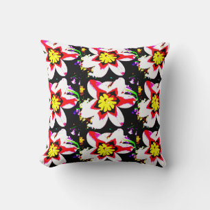 abstrakt design av ljusa och färgstarka blommor kudde