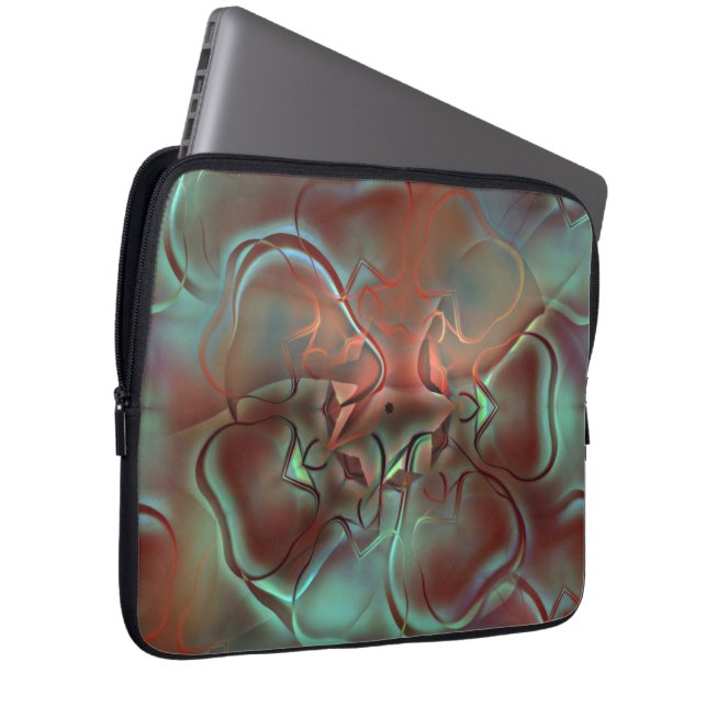 Abstrakt design i frostat glas stil över brunt laptop fodral (Framsidan Höger)