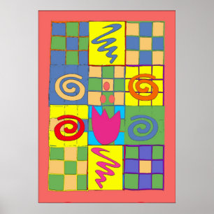 Abstrakt design i fyrkanter poster