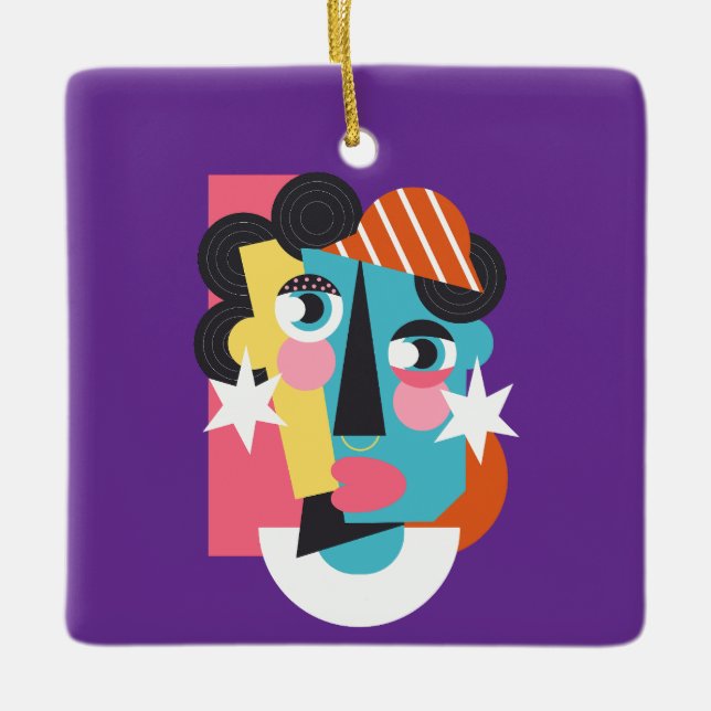Abstrakt design julgransprydnad keramik (Framsida)