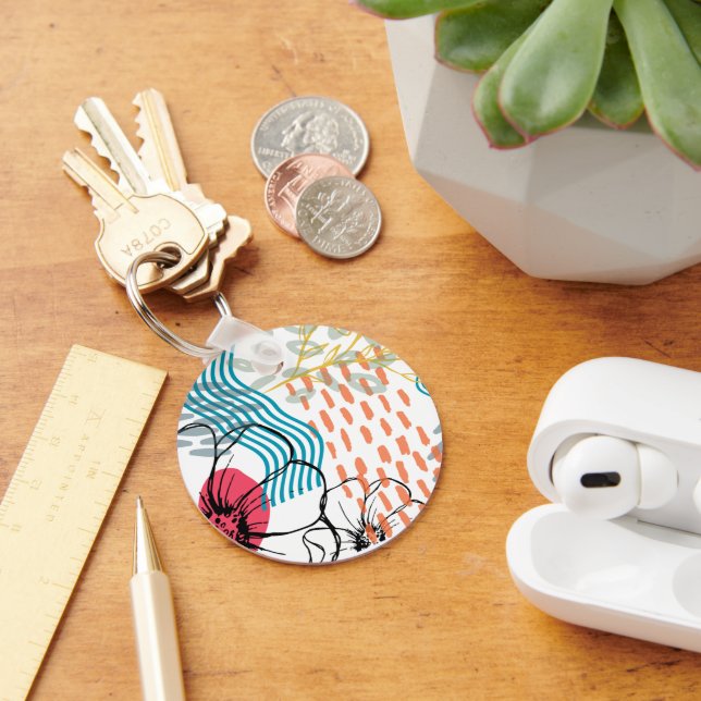 abstrakt design magnet blommor nyckelring (Skrivbord)