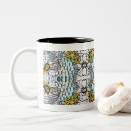 Abstrakt design med blommor och bin kopp tema