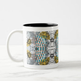Abstrakt design med blommor och bin kopp tema