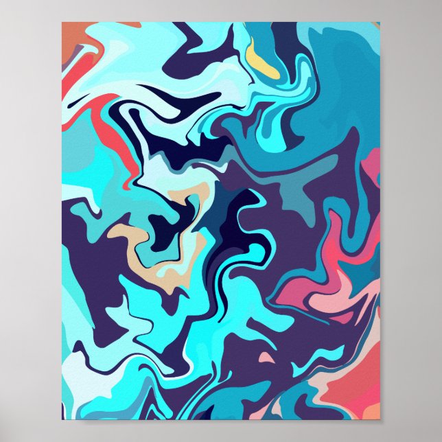 Abstrakt design med lugnande turkos-toner poster (Framsidan)