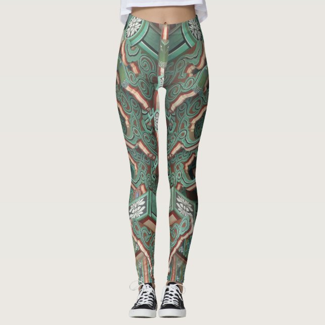 Abstrakt design Skapat av klassisk koreansk teckni Leggings (Framsida)