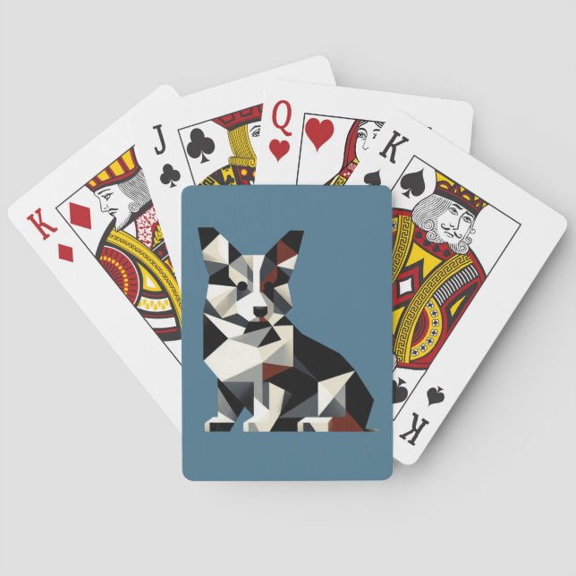 Abstrakt design Tricolor Corgi Casinokort (Baksidan)