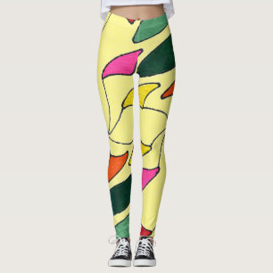 Abstrakt design, "whirl-a gig" med många färg leggings