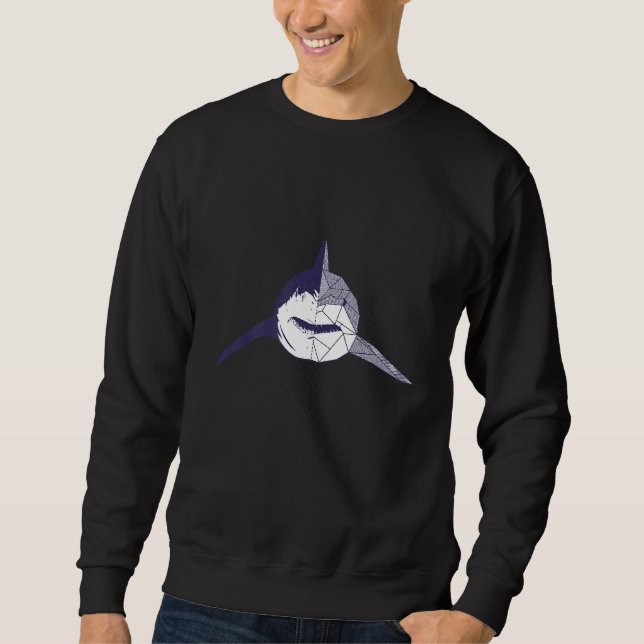 Abstrakt Designad Shark Front Lång Ärmad Tröja (Framsida)