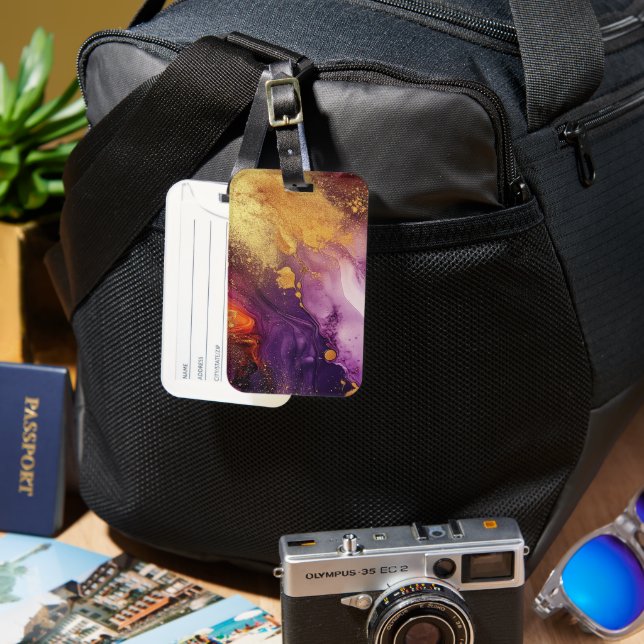 Abstrakt Designad vattenfärg Bagagebricka (Framsida & Baksida)