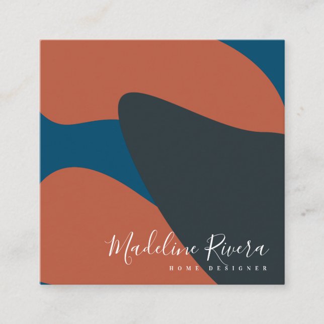 Abstrakt Designer Planner Terracotta Blue Fyrkantigt Visitkort (Framsida)