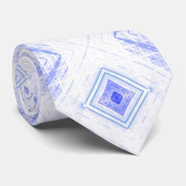Abstrakt diamantljusblått fraktalmönster slips (Rullad)