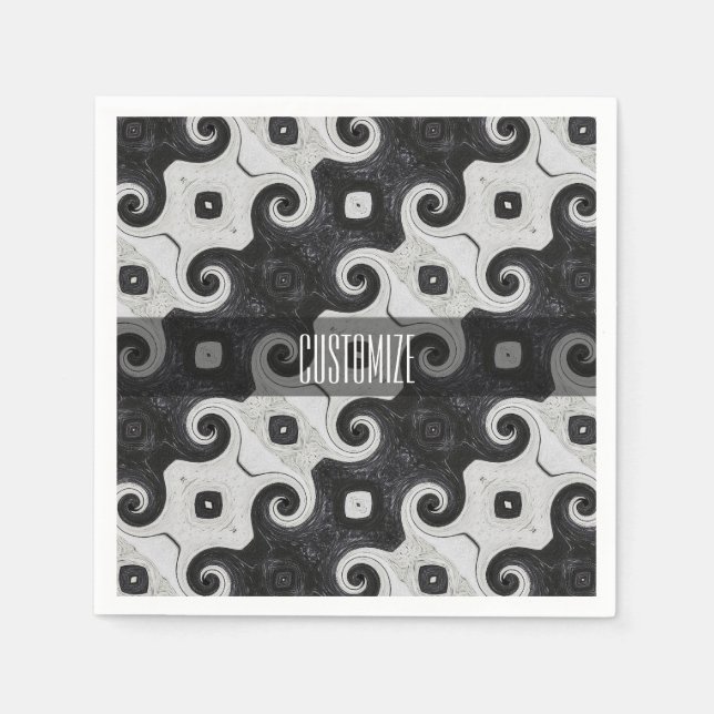 Abstrakt Diamond Öga Curls Mönster Napkins 2 Pappersservett (Framsidan)