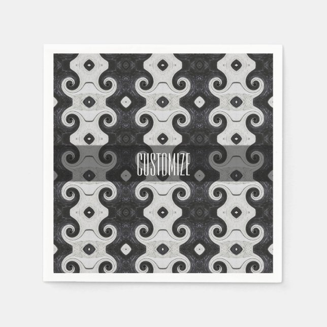 Abstrakt Diamond Öga Curls Mönster Napkins Pappersservett (Framsidan)