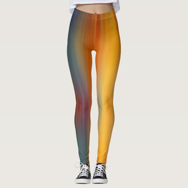 Abstrakt Digital Bi-färg-gradient Art Leggings (Framsida)