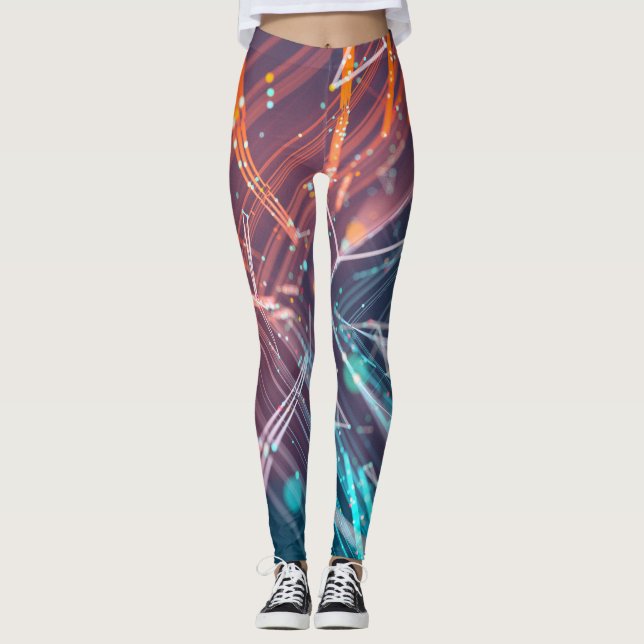 Abstrakt Digital Electronic Modern Art Leggings (Framsida)