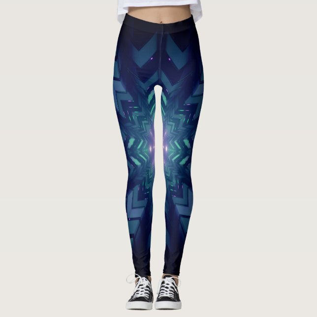Abstrakt Digital Electronics Graphics Art Leggings (Framsida)