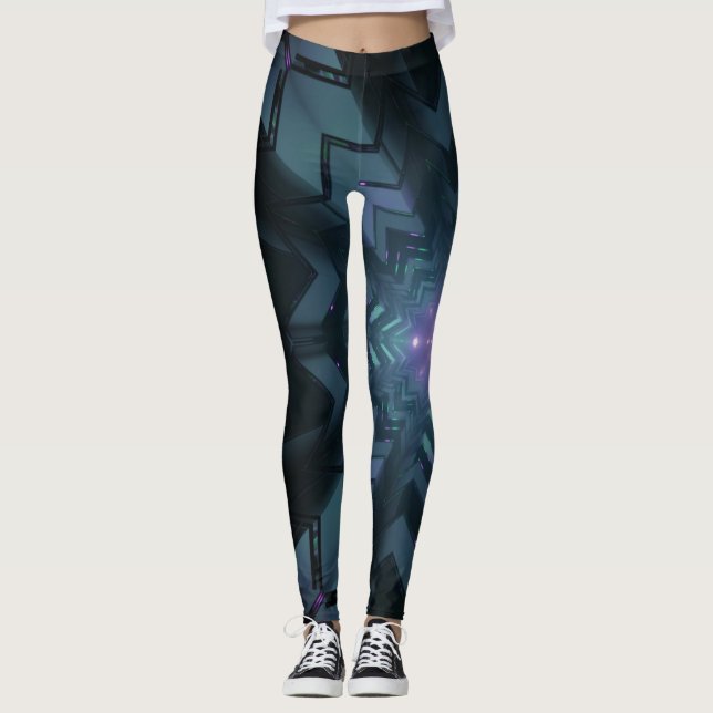 Abstrakt Digital Electronics Graphics Art Leggings (Framsida)