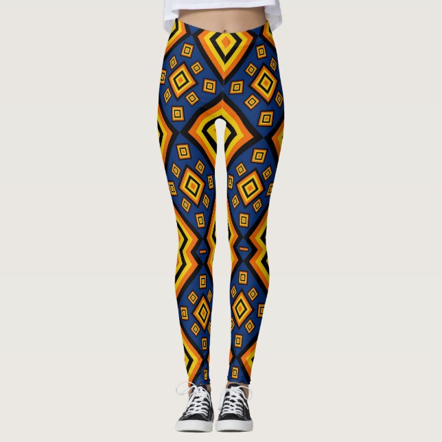 Abstrakt Digital Geometric Art Mönster Leggings (Framsida)