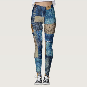 Abstrakt Digital Navy: Seamless Watercolor Mönster Leggings