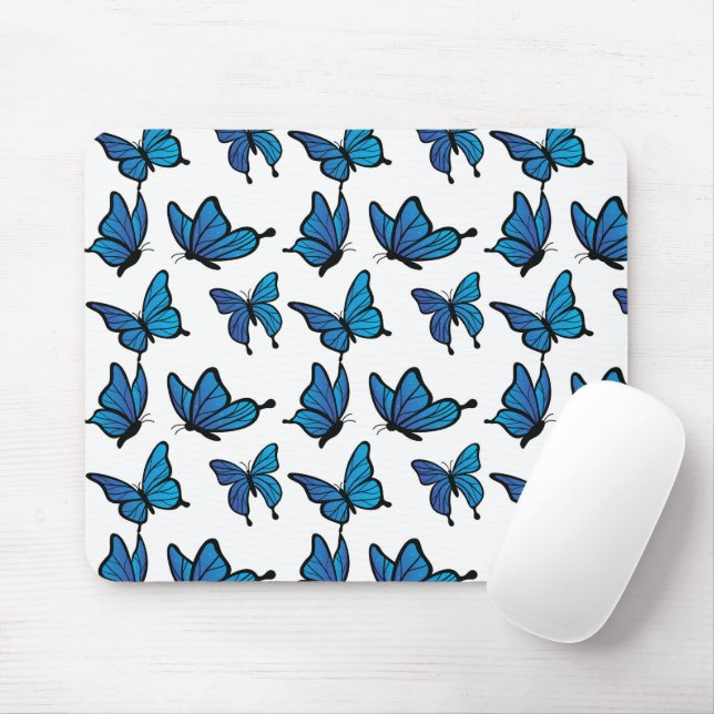 Abstrakt Digital Seamless Blue Butterflies Musmatta (Med mus)