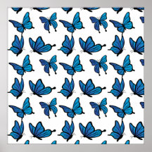 Abstrakt Digital Seamless Blue Butterflies
