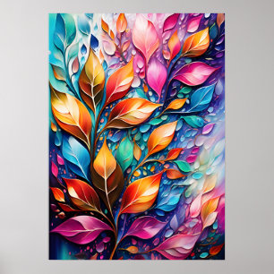 Abstrakt Digital Wall Art, Löv Vibrant Färg Poster