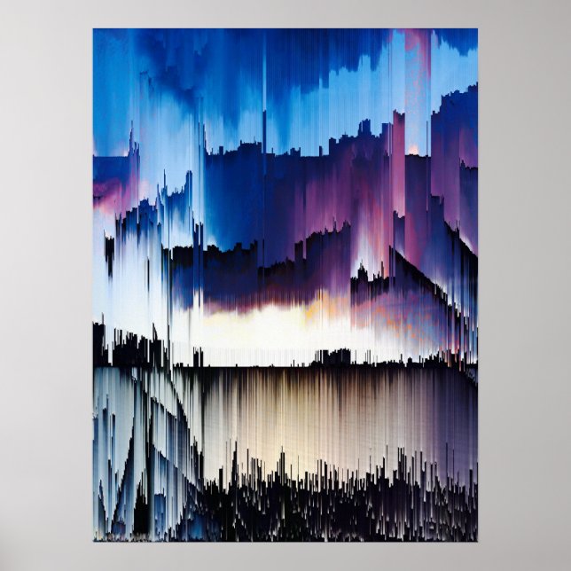 Abstrakt digitalt fel solnedgång poster (Framsidan)