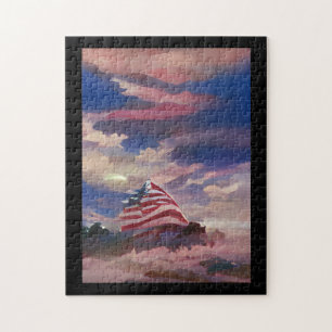 abstrakt digitalt konst för minnesdagen i USA flag Pussel