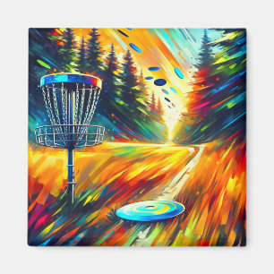 Abstrakt Disk Golf Art Magnet