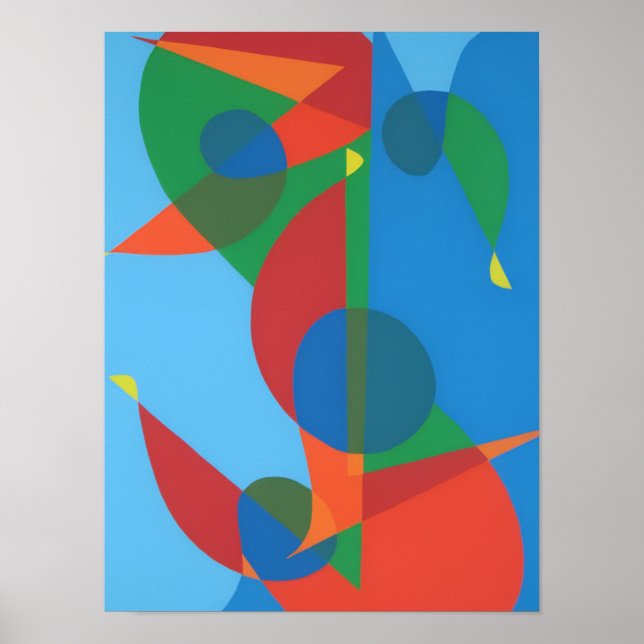 Abstrakt Diskantnyckel Blå Harmoni Print Poster (Framsidan)
