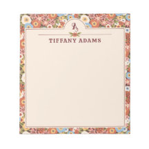 Abstrakt Ditsy Blommor Retro Monogram