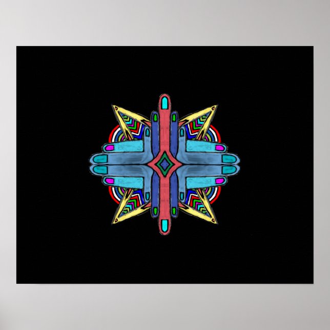 Abstrakt Diversity Händer Painting - Poster. Poster (Framsidan)