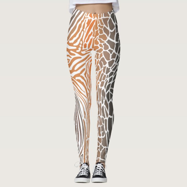 abstrakt djur, bakgrund, kamouflage, giraff, leggings (Framsida)
