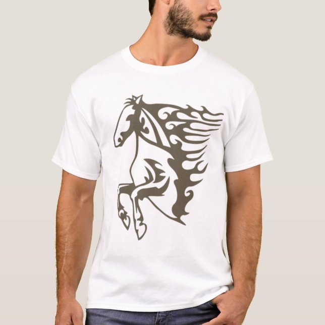 abstrakt, djur, konst, häst t shirt (Framsida)