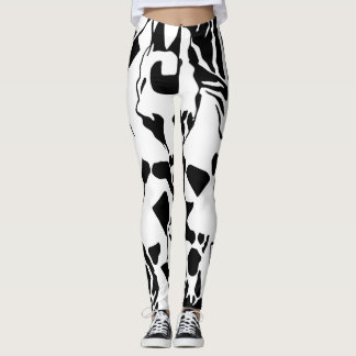 Abstrakt Djur Svart & Vitt Leggings