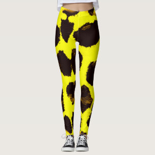 Abstrakt Djurutskrift Leopard Vattenfärg Leggings