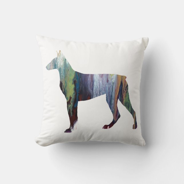 Abstrakt Dobermansilhouette Kudde (Framsida)