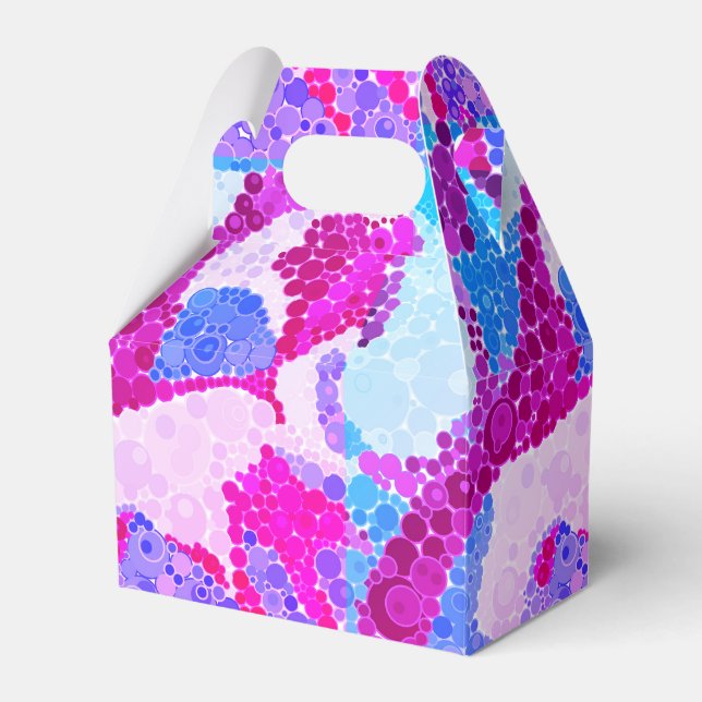 Abstrakt dockar ljusblå rosa-lila-roligt presentaskar (Framsidan Sidan)