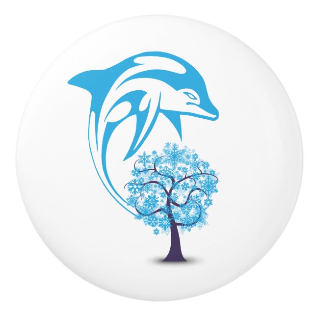 Abstrakt Dolphin Ceramic Knob Knopp (Framsidan)