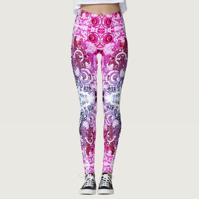 Abstrakt Doodle Art Leggings (Framsida)